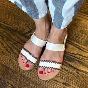 Ancient Greek Clio Strap Sandals White Leather